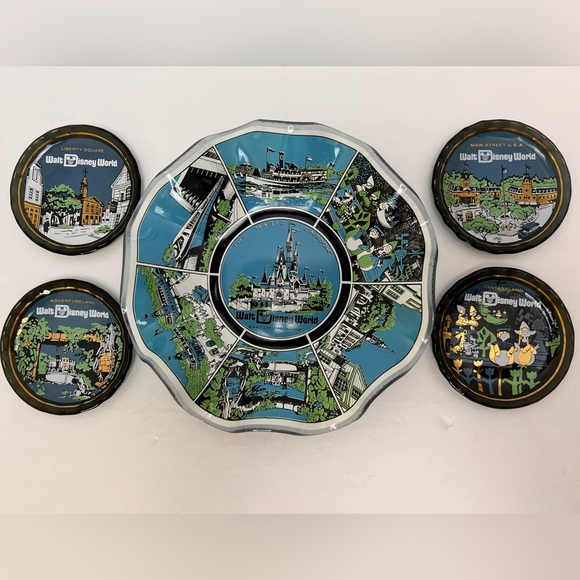 Vintage MCM Walt Disney World Glass Candy Dish Plate Bowl Memorabilia 1970s Rare - Picture 2 of 8